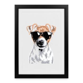 Jack Russell Terrier - Affiche encadrée (27 × 37 cm) - noir - Devant