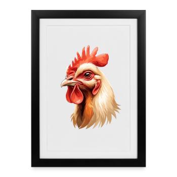 Rooster Head Color Explosion - Framed poster (27 × 37 cm) - black - Front