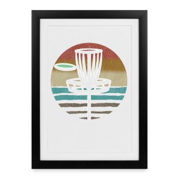 Disc Golf Sunset  - Framed poster (27 × 37 cm) - black - Front