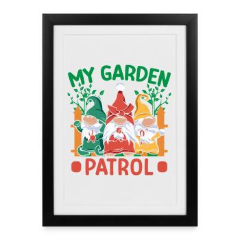 Costume de nain de jardin Mon nain de patrouille de jardin - Affiche encadrée (27 × 37 cm) - noir - Devant