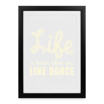 Line Dance Lebensfreude Rope Schrift - Gerahmtes Poster (27 × 37 cm) - Schwarz - Vorne