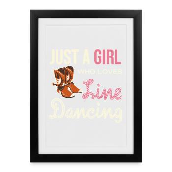 Femme danseuse en ligne avec bottes de cow-boy - Affiche encadrée (27 × 37 cm) - noir - Devant