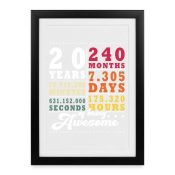 20e anniversaire - Anniversaire de mariage, anniversaire - Affiche encadrée (27 × 37 cm) - noir - Devant