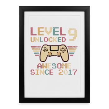 LEVEL 9 UNLOCKED 9TH BIRTHDAY GAMER - Framed poster (27 × 37 cm) - black - Front