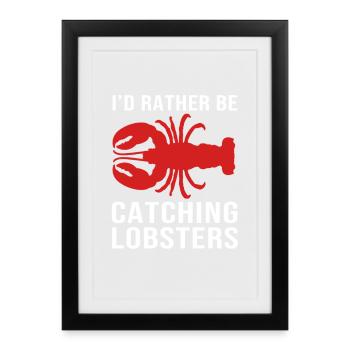 Spiny lobster, seafood, lobster, lobster - Framed poster (27 × 37 cm) - black - Front