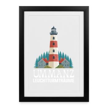 PHARE D’UMMANZ RÊVE Île d’Ummanz Drôle - Affiche encadrée (27 × 37 cm) - noir - Devant