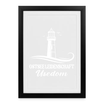 Usedom Holiday BALTIC SEA PASSION USEDOM Funny - Framed poster (27 × 37 cm) - black - Front