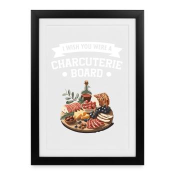 Plateau de charcuterie, viande, fromage, nourriture pour les amateurs de fromage - Affiche encadrée (27 × 37 cm) - noir - Devant