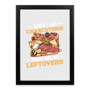 Viande sur planche de fromages avec nourriture en couverture - Affiche encadrée (27 × 37 cm) - noir - Devant