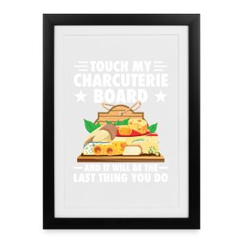 Plateau de charcuterie avec couvercle fromage et charcuterie - Affiche encadrée (27 × 37 cm) - noir - Devant