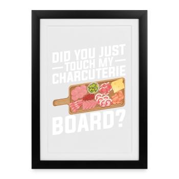 Tableau d’artiste charcuterie avec couvercle de couverture fromage - Affiche encadrée (27 × 37 cm) - noir - Devant