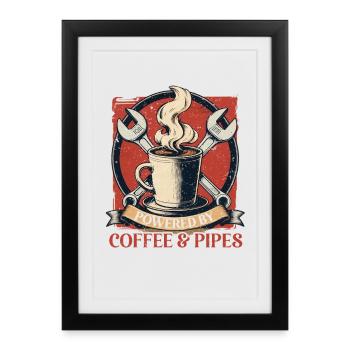 Poseurs de tuyaux alimentés par du café et des tuyaux - Affiche encadrée (27 × 37 cm) - noir - Devant