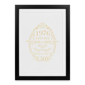 Ornements vintage du 50e anniversaire 1976 - Affiche encadrée (27 × 37 cm) - noir - Devant