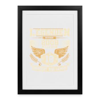 18 Légendes d’anniversaire nés en 2008 Vie grunge - Affiche encadrée (27 × 37 cm) - noir - Devant