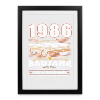 1986 Born Birthday Classic Car - Framed poster (27 × 37 cm) - black - Front