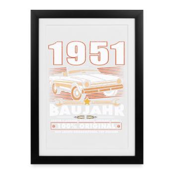 Year 1951 Vintage Birthday Saying 75 Years - Framed poster (27 × 37 cm) - black - Front