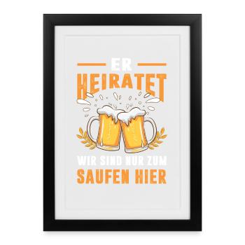 Enterrement de vie de garçon Partnerlook Enterrement de vie de garçon Bière Alcool - Affiche encadrée (27 × 37 cm) - noir - Devant