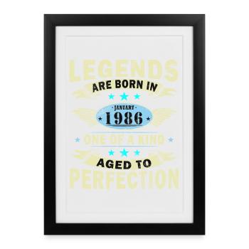 Légende du 40e anniversaire janvier 1986 - Affiche encadrée (27 × 37 cm) - noir - Devant