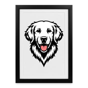 Golden retriever - Affiche encadrée (27 × 37 cm) - noir - Devant
