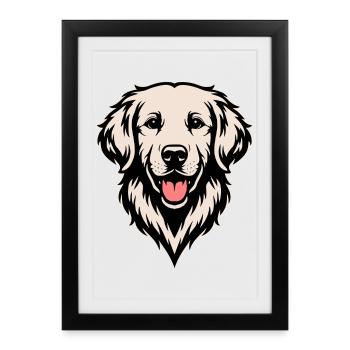 Golden Retriever front coloured - Framed poster (27 × 37 cm) - black - Front