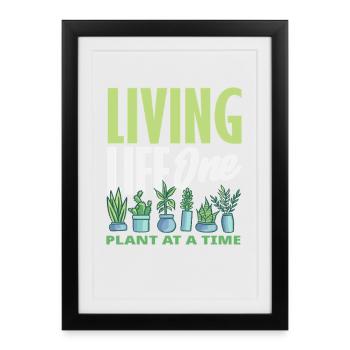 Une plante à la fois Amoureux des plantes - Affiche encadrée (27 × 37 cm) - noir - Devant