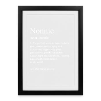 Nonnie Définition Grand-mère Drôle Nana Granny - Affiche encadrée (27 × 37 cm) - noir - Devant