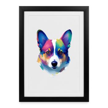 Pembroke Welsh Corgi Colorful Pop Art Dog - Framed poster (27 × 37 cm) - black - Front