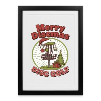 Joyeux Discmas Disc Golf Panier de Disques Volant Drôle - Affiche encadrée (27 × 37 cm) - noir - Devant