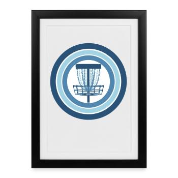 Disc Golf, panier, Disc Flying Frisbee Golf - Affiche encadrée (27 × 37 cm) - noir - Devant