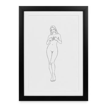 Dessin élégant de nus silhouette féminine - Affiche encadrée (27 × 37 cm) - noir - Devant