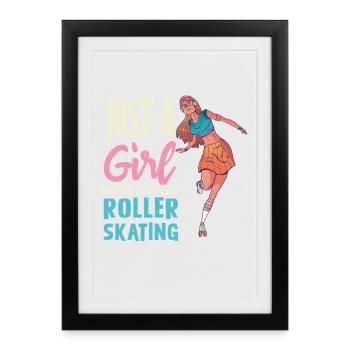 Just a Girl Loves Roller Skating - Framed poster (27 × 37 cm) - black - Front
