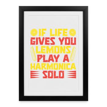 Harmoniciste drôle si la vie te donne du citron - Affiche encadrée (27 × 37 cm) - noir - Devant