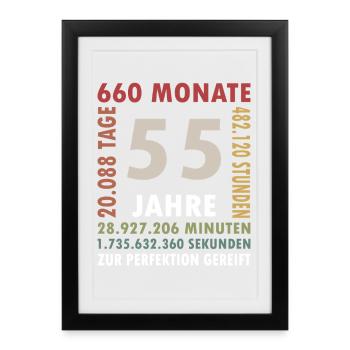 55e anniversaire vintage 55 ans Rétro 660 - Affiche encadrée (27 × 37 cm) - noir - Devant