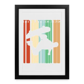 Je préfère faire du skateboard - Affiche encadrée (27 × 37 cm) - noir - Devant