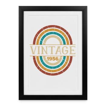 Vintage 1956 Anniversaire Cadeau Rétro Né en 1956 - Affiche encadrée (27 × 37 cm) - noir - Devant