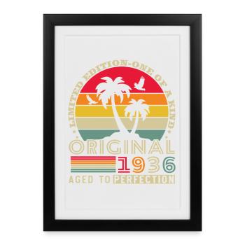 1936 Vintage Rétro Cadeau d’anniversaire - Affiche encadrée (27 × 37 cm) - noir - Devant