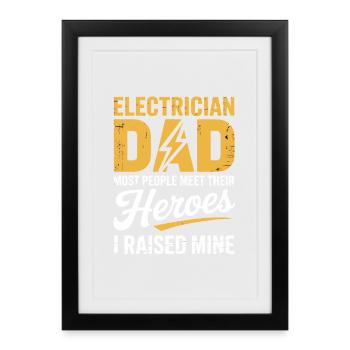 Elektriker Papa Électricien Papa J’ai élevé le mien - Affiche encadrée (27 × 37 cm) - noir - Devant