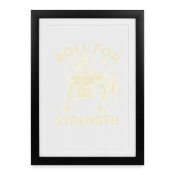 Roll For Strength Fantasy Dragon Gamer Tabletop - Framed poster (27 × 37 cm) - black - Front