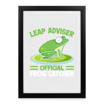 Frog Catcher Leap Adviser Frog - Framed poster (27 × 37 cm) - black - Front
