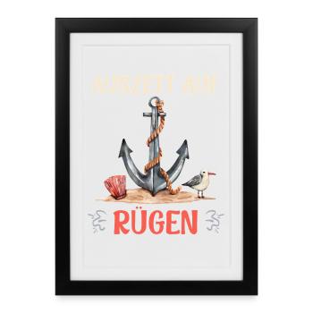 Island of Rügen TIME OUT ON RÜGEN Holiday Fun - Framed poster (27 × 37 cm) - black - Front