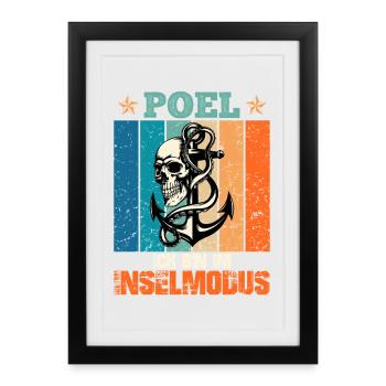 Vacances en mer Baltique POEL AM IM INSEL MODUS Lustig - Affiche encadrée (27 × 37 cm) - noir - Devant