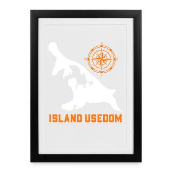 Île USEDOM MER BALTIQUE Vacances Phare Drôle - Affiche encadrée (27 × 37 cm) - noir - Devant