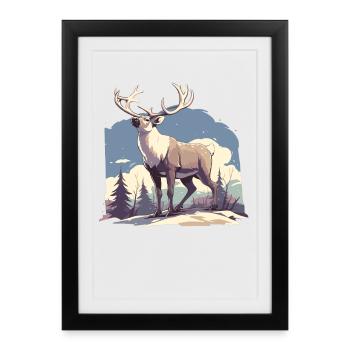 Reindeer Reindeer - Framed poster (27 × 37 cm) - black - Front