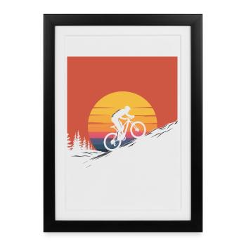 Mountain Biker Sunset Silhouette - Framed poster (27 × 37 cm) - black - Front