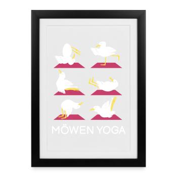 seagulls yoga meditation seagull yoga training - Framed poster (27 × 37 cm) - black - Front
