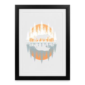 Loup, Forêt, Nature, Nature sauvage, Extérieur, Animal - Affiche encadrée (27 × 37 cm) - noir - Devant