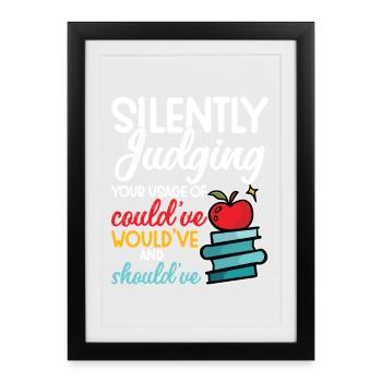 Enseignant d’anglais Premier jour d’école - Affiche encadrée (27 × 37 cm) - noir - Devant