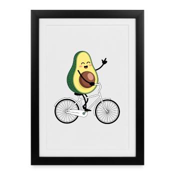 Lustiger Mountainbiker-Avocado - Gerahmtes Poster (27 × 37 cm) - Schwarz - Vorne