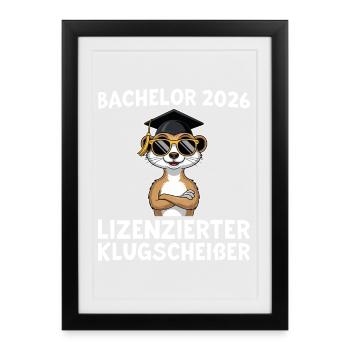 Idée cadeau pour le titre de licence 2026 - Affiche encadrée (27 × 37 cm) - noir - Devant