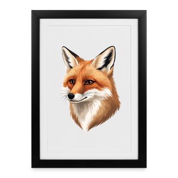 Fox Head Illustration: Warm Nature Tones - Framed poster (27 × 37 cm) - black - Front